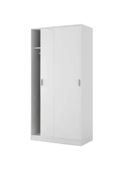 Lansing Kleiderschrank, Schlafzimmer Kleiderschrank Mit 2 Schiebetüren, Schrank Mit Regal Und Kleiderstange, Cm 100x50h200, Weiß