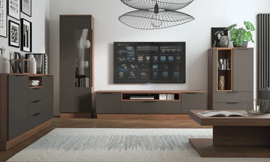 Lowboard TV-Schrank Fernsehtisch TV-Board 200cm Walnuss Anthrazit – Bild 4