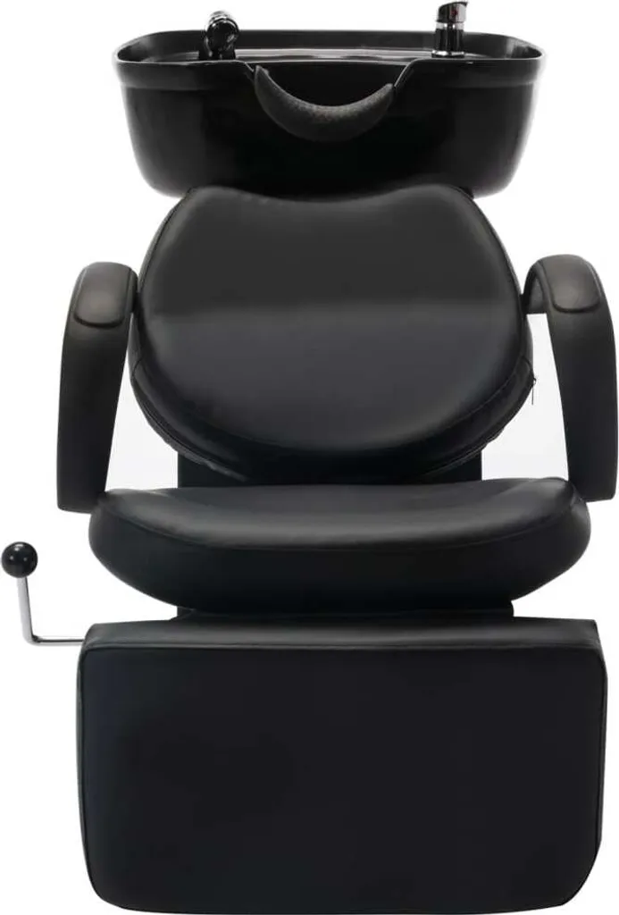 VidaXL Friseurstuhl Mit Waschbecken Schwarz Kunstleder – Bild 2