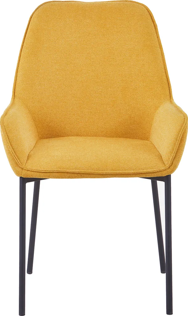SalesFever Polsterstuhl 2er Set | Armlehnstuhl Mit Strukturstoff | Gestell Metall Schwarz Matt | B 56 X T 54 X H 90 Cm | Senfgelb – Bild 2