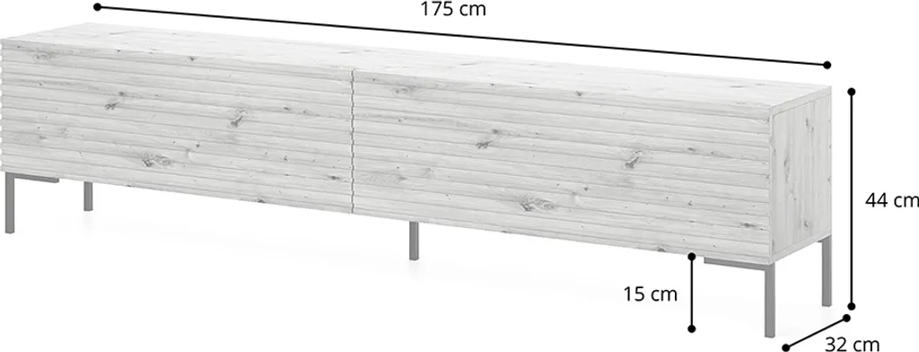 Selsey TV-Schrank Lammelo TV-Lowboard Schwarz Lamellenfront 175 Cm Breit – Bild 5