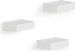 Umbra Wall Display Showcase Regal, 3er Set, Bücherhalter, Bücherstütze, Bücherregal, Buchstütze, Buchhalter, Holz / Metall, Weiß, 325560660