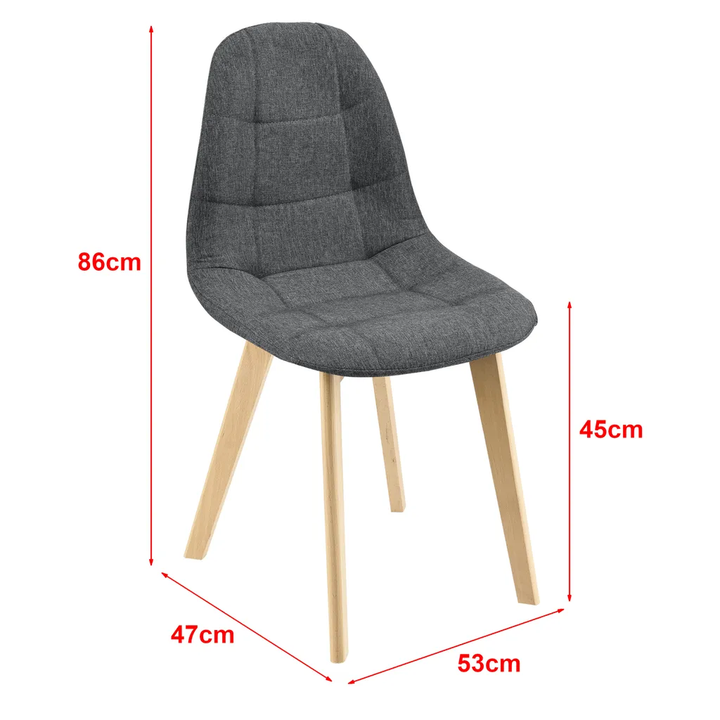 Esszimmerstuhl Kopparberg 2er-Set Stoffbezug Buche Wohnzimmerstuhl 86 X 53 X 47 Cm Dunkelgrau – Bild 4