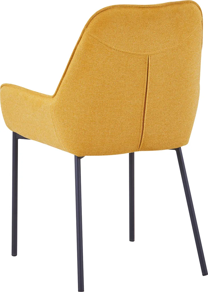 SalesFever Polsterstuhl 2er Set | Armlehnstuhl Mit Strukturstoff | Gestell Metall Schwarz Matt | B 56 X T 54 X H 90 Cm | Senfgelb – Bild 6