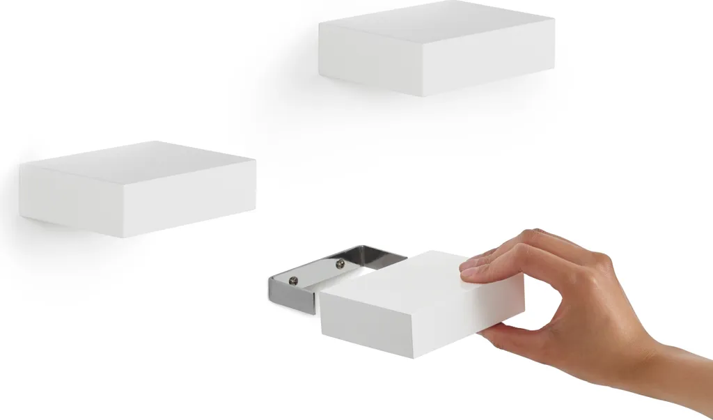 Umbra Wall Display Showcase Regal, 3er Set, Bücherhalter, Bücherstütze, Bücherregal, Buchstütze, Buchhalter, Holz / Metall, Weiß, 325560660 – Bild 9