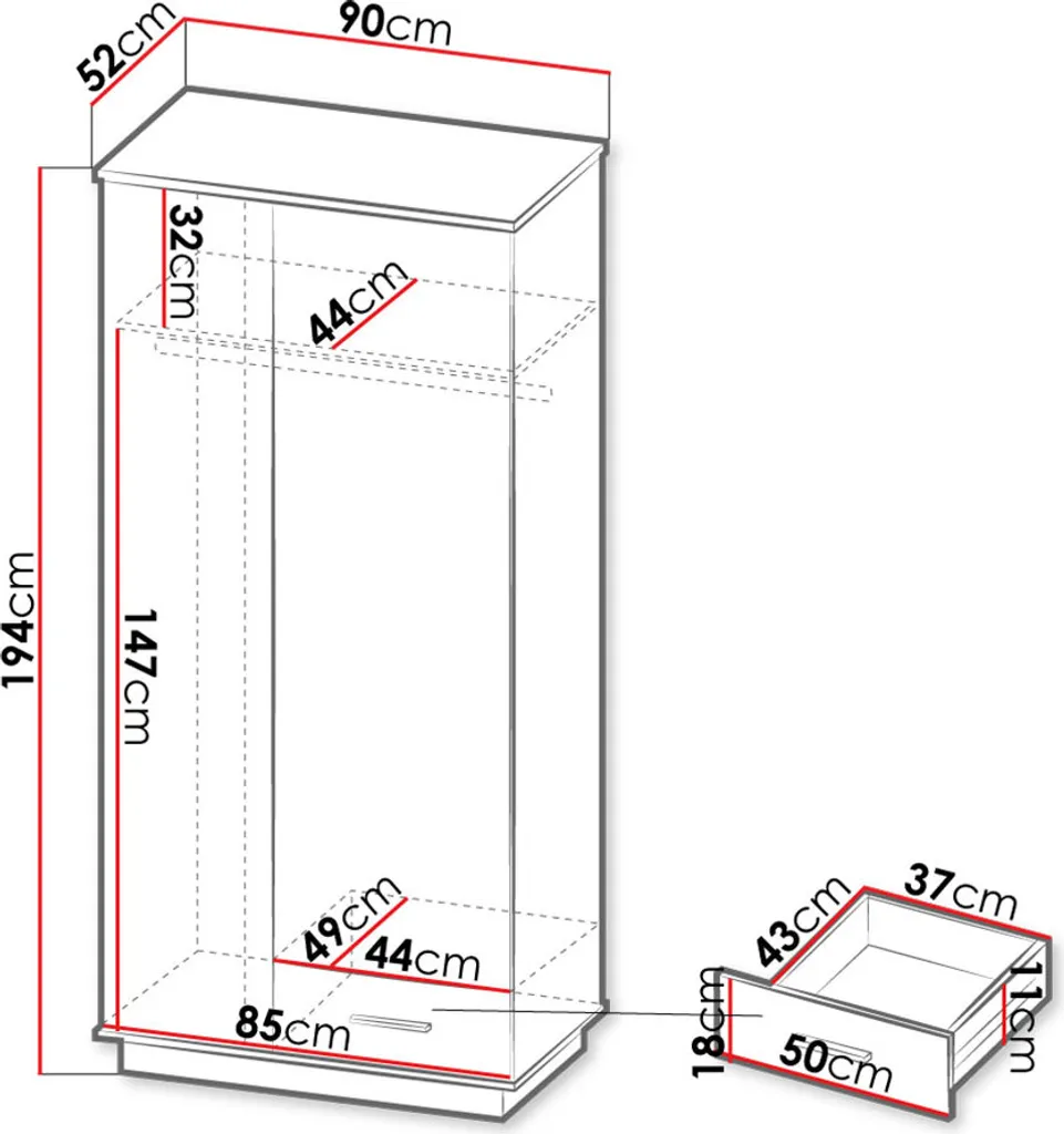 Mirjan24 Kleiderschrank Piater 01, Industrial Drehtürenschrank, Garderobenschrank, Loft Kollektion (Farbe: Wotan Eiche / Schwarz) – Bild 3