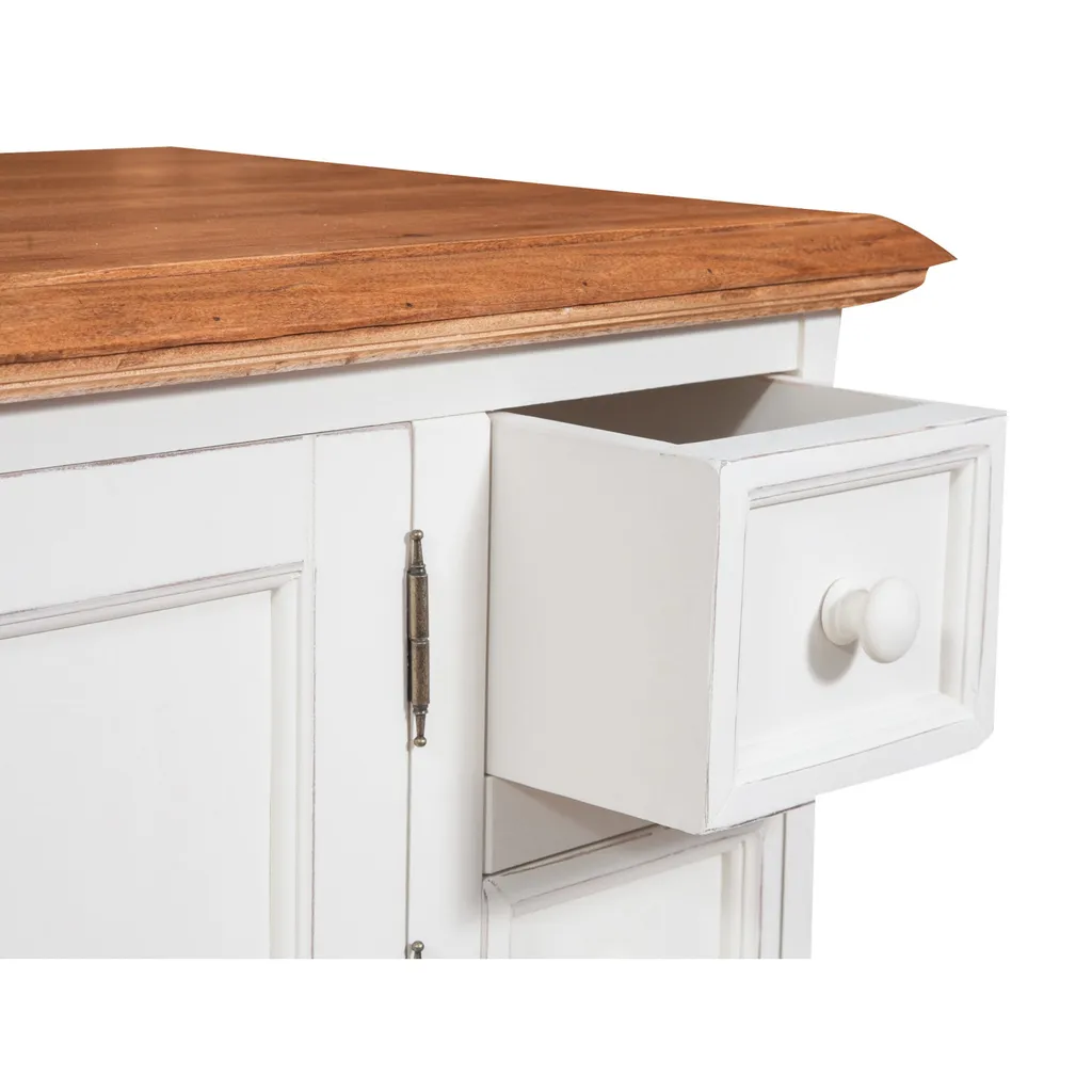 Tv Schrank 150x51x56 Cm, Tv Möbel Massivholz, Weiß/Holz – Bild 6