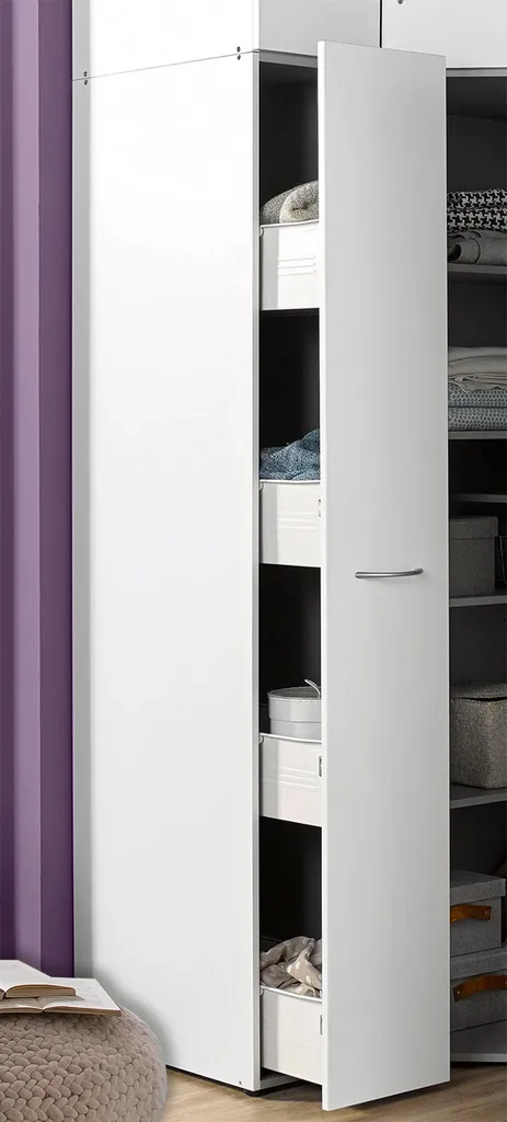 Wäscheschrank Mehrzweckschrank Multiraumkonzept Weiß 30cm 1-türig