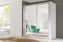 Selsey - Schwebetürenschrank ORDU 150 Cm Mit Spiegel, In Weiß