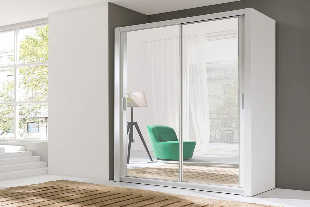 Selsey - Schwebetürenschrank ORDU 150 Cm Mit Spiegel, In Weiß