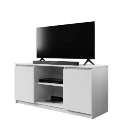 Mirjan24 TV-Lowboard Pateni, Stilvoll TV-Schrank, Praktisch TV-Kommode, Wohnzimmer Kollektion (Farbe: Weiß)