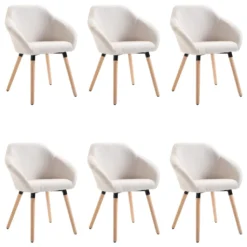 VidaXL Esszimmerstühle 6 Stk. Cremeweiß Stoff