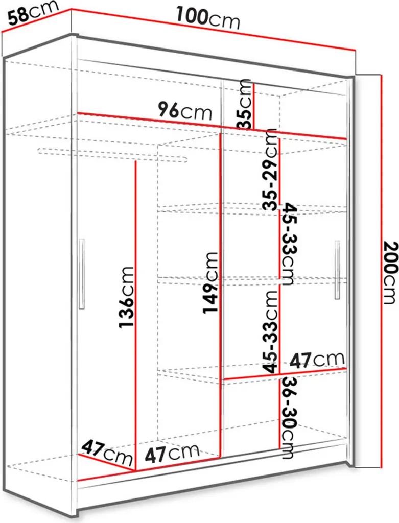 Mirjan24 Schiebetürenschrank Diego III, Kleiderschrank, Stilvoll Schlafzimmer Garderobenschrank (Farbe: Schwarz) – Bild 4