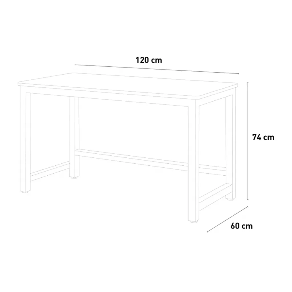 Rechteckiger Bürotisch 120x60cm Holz Metall Modern Weiß Bridgewhite 120Farbe: Weiß, Höhe (cm): 74, Breite (cm): 120, Tiefe (cm): 60, Zusammensetzung: WOOD, METAL, Länge (cm): 60
