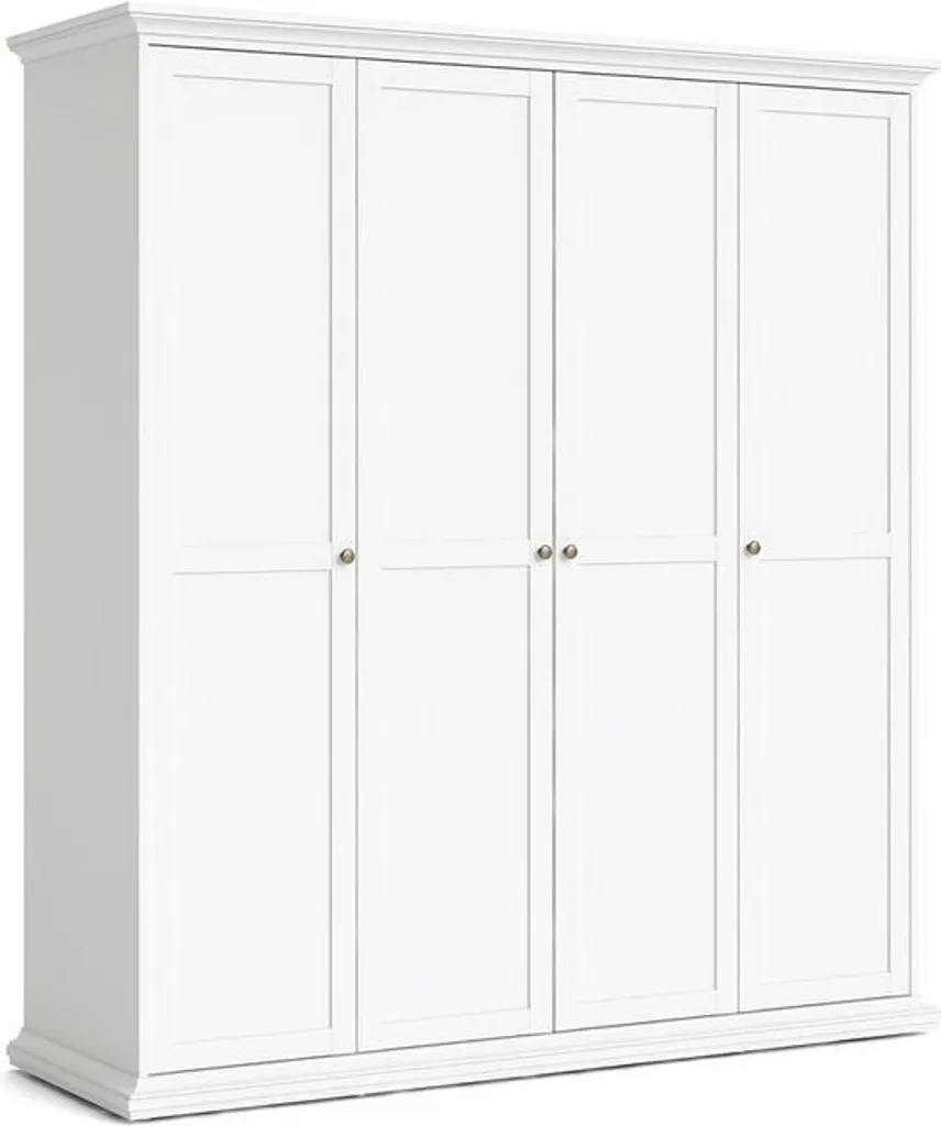 Paris Kleiderschrank 4-türig Weiß – Bild 3