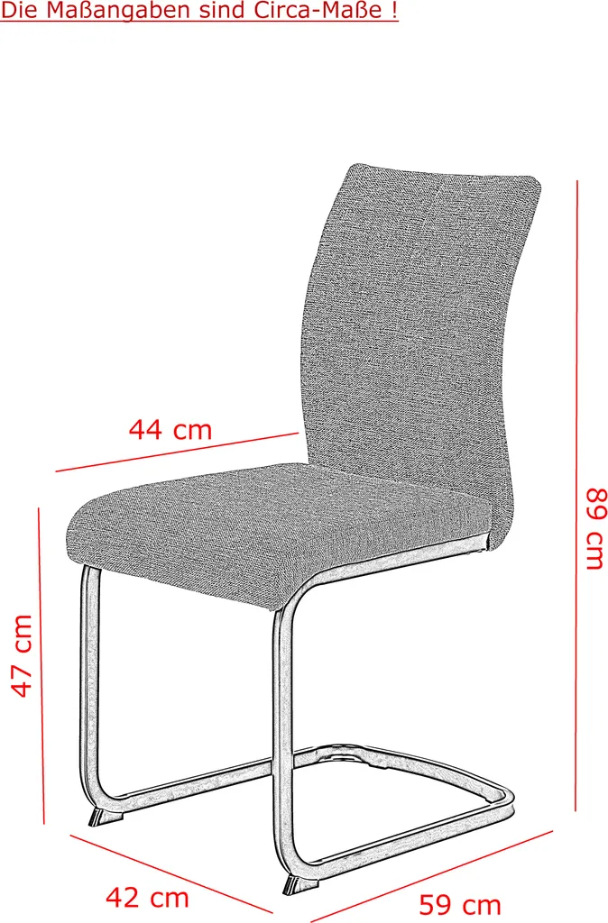 2er Set Esszimmerstuhl Pia-Bezug Microfaser Anthrazit-Metallgestell Vierkantrohr-42cm Breit – Bild 3