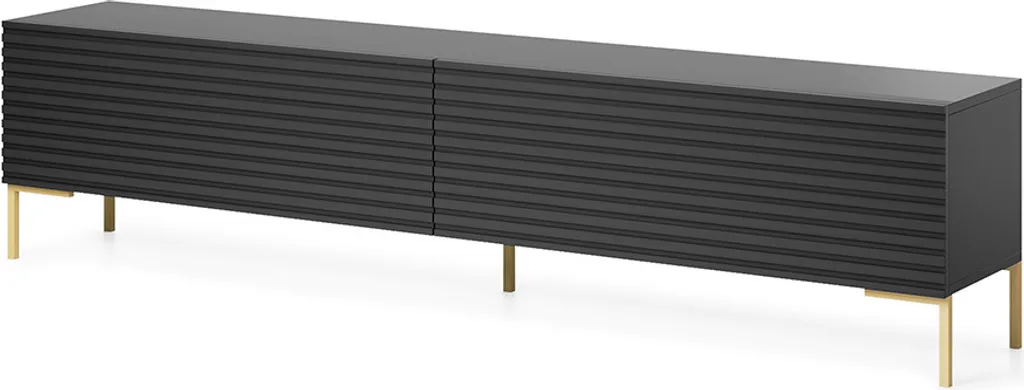 Selsey TV-Schrank Lammelo TV-Lowboard Schwarz Lamellenfront 175 Cm Breit