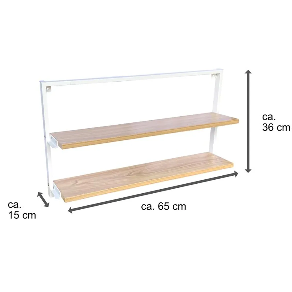 Wandregal Mit 2-facher Verwendungsmöglichkeit, Als Regal Und Als Kreidetafel (Memoboard) (weiß, Ca. 65 × 36 × 15 Cm Mit 2 Böden) – Bild 3