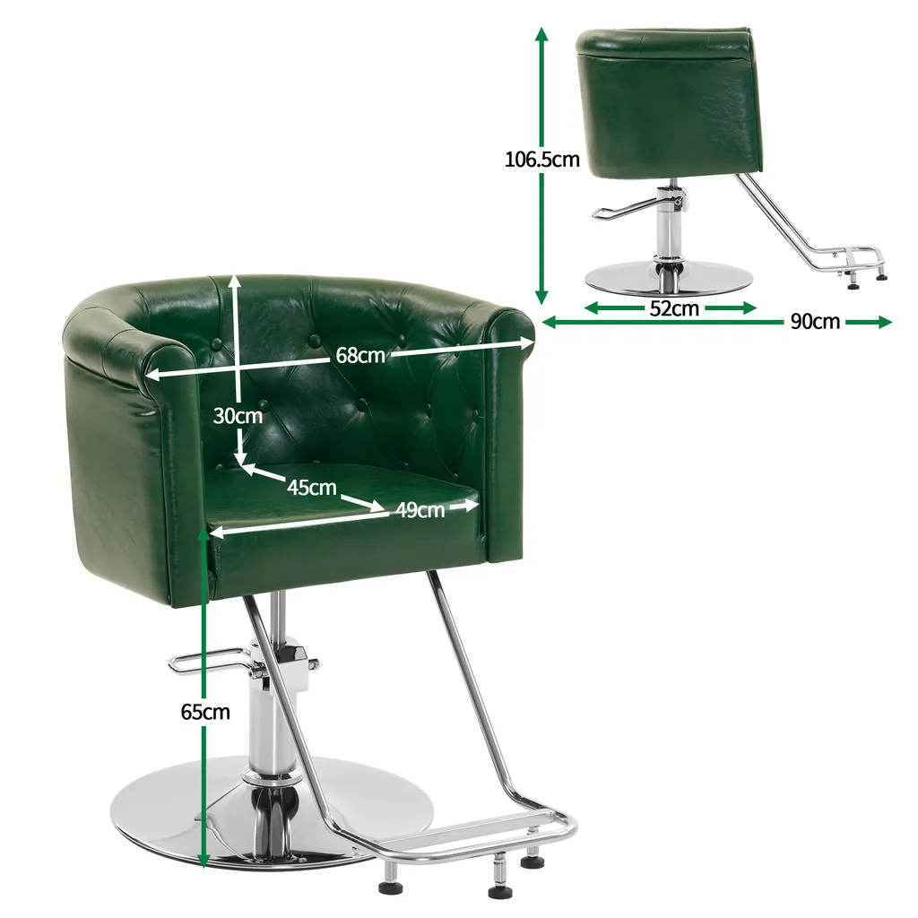 Barberpub Hydraulischer Friseurstuhl, Friseursessel Bedienungsstuhl Höhenverstellbar, Barber Chair Drehstuhl Schönheitssalon-stuhl Friseureinrichtung, Kunstleder, 3807 (Grün) – Bild 5