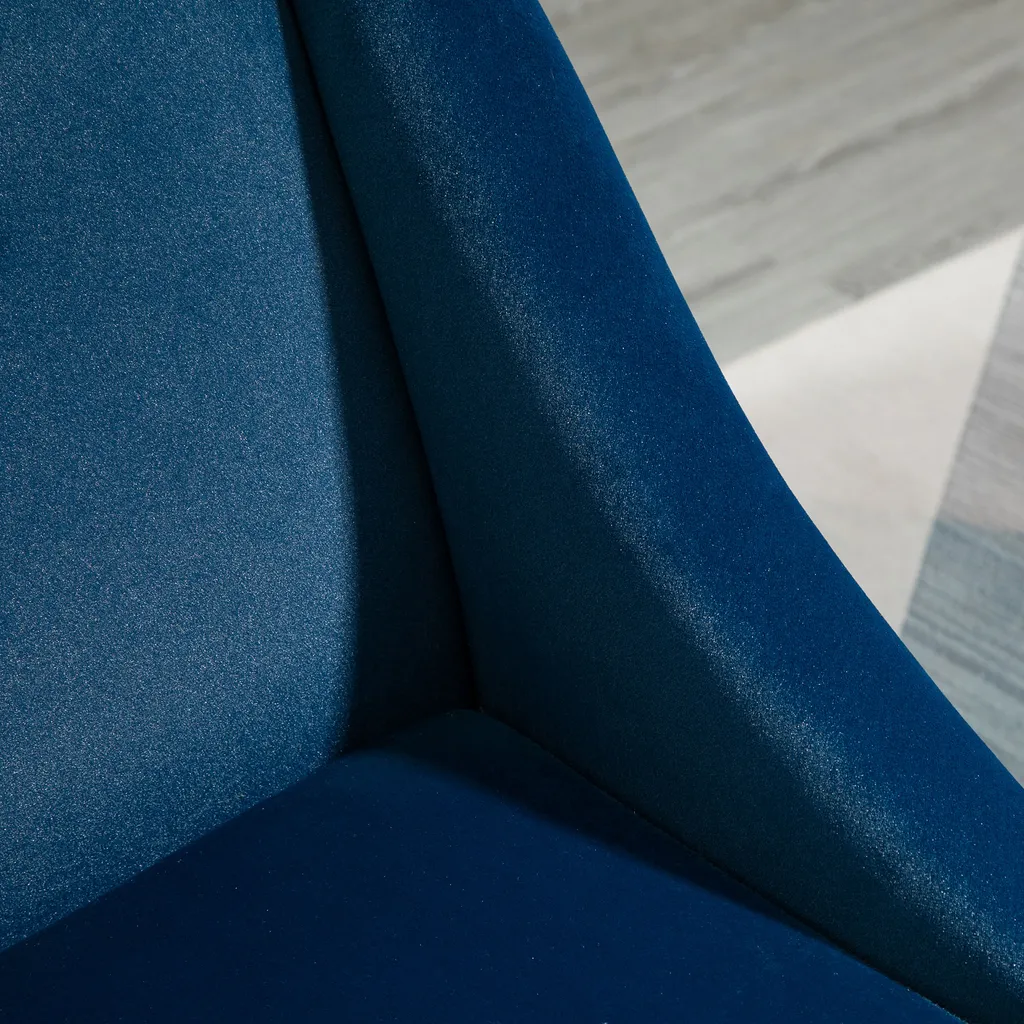 HOMCOM Esszimmerstuhl Loungesessel Mit Armlehne Akzentsessel Küchensessel Skandi-Design Bis 150 Kg Belastbar Für Wohnzimmer Schlafzimmer Bezug Aus Samt Blau 69 X 76 X 87,5 Cm – Bild 9