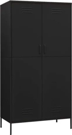 VidaXL Kleiderschrank Schwarz 90x50x180 Cm Stahl