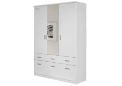 Kleiderschrank BREMEN Drehtürenschrank Mit Spiegel - Weiß 136 Cm - Die Möbelfundgrube