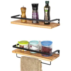 2 Ebenen Küche Wandregal Aus Holz Badregal Pflanze Bücherregal (hellbraum)