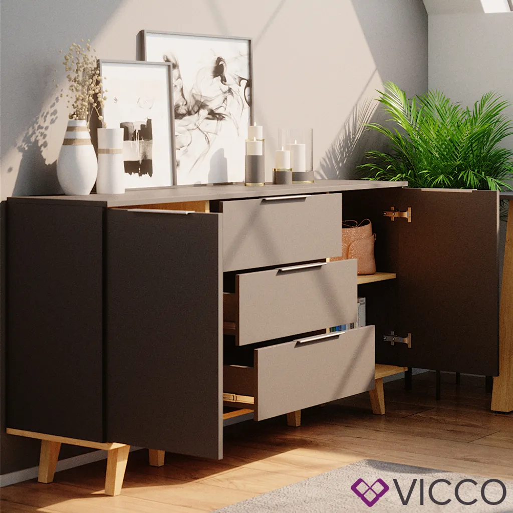 Vicco Sideboard Neptune Anthrazit Eiche 138 X 82 X 40 Cm Holzwerkstoff – Bild 5