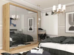 FURNIX Kleiderschrank DARLENE 200 Mit Schiebetüren Und Spiegeltür Artisan