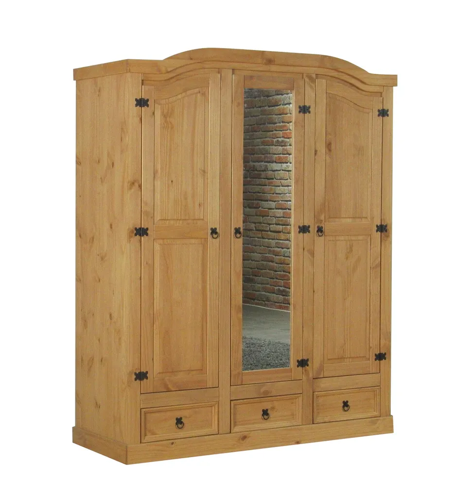 3-türiger Kiefer Kleiderschrank New Mexico Natur