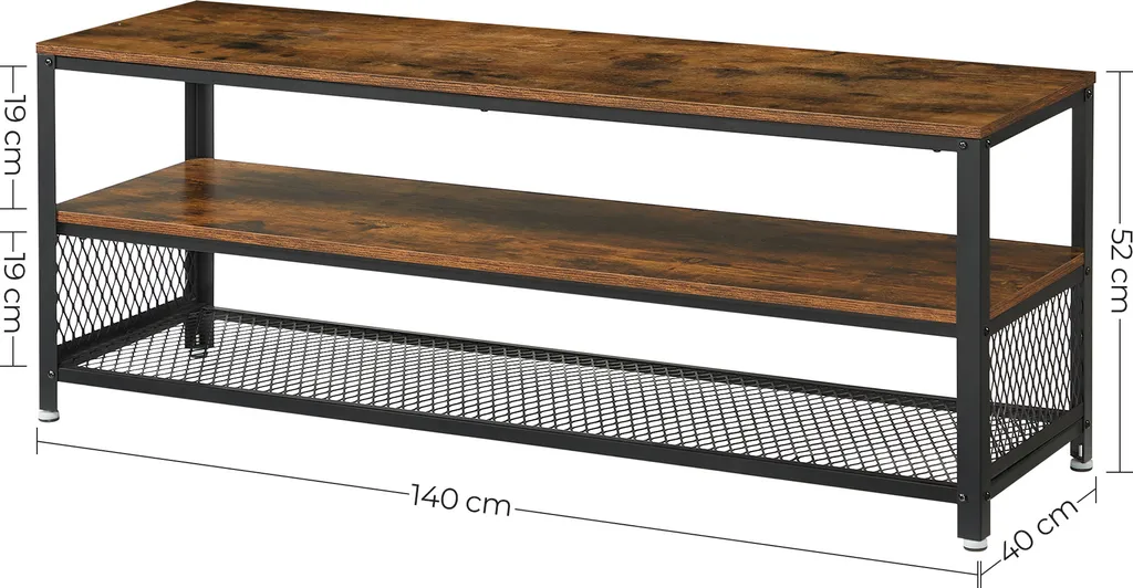 VASAGLE TV-Lowboard TV-Schrank Mit Metallrahmen 140 X 40 X 52 Cm Mit 2 Ablagen Fernsehtisch Vintage LTV50BX – Bild 2