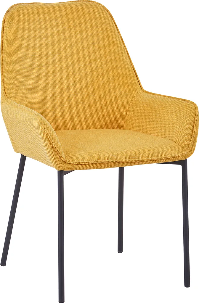 SalesFever Polsterstuhl 2er Set | Armlehnstuhl Mit Strukturstoff | Gestell Metall Schwarz Matt | B 56 X T 54 X H 90 Cm | Senfgelb – Bild 4