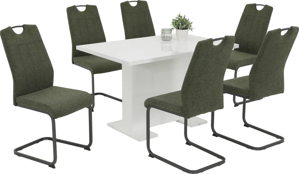 2er Set Esszimmerstuhl Britta - Webstoff Grün - 140kg Belastbar – Bild 4