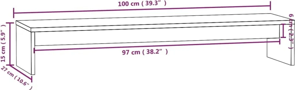 VidaXL Monitorständer Weiß 100x27x15 Cm Massivholz Kiefer – Bild 8