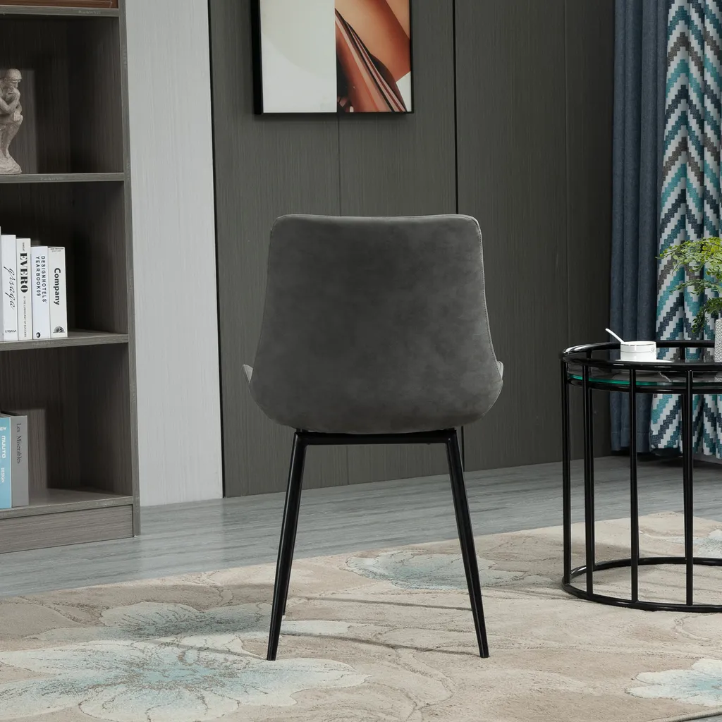 HOMCOM Essstuhl Moderner Wohnzimmerstuhl Mit Rückenlehne Esszimmerstühle Metallbeine Küchenstuhl Für Wohnzimmer Esszimmer Kunstleder Schaumstoff Metall Grau 51,5 X 59 X 82 Cm – Bild 4