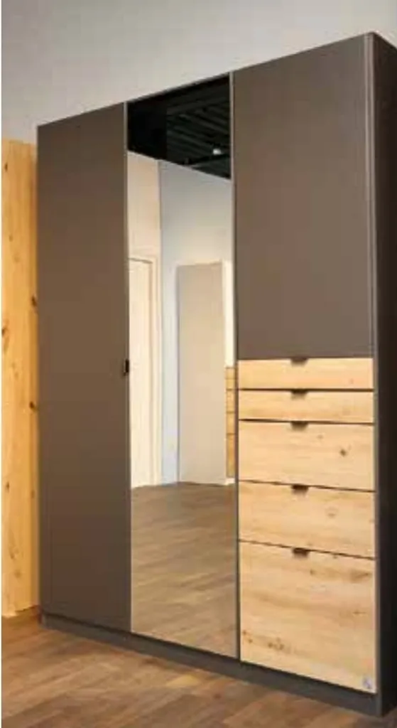 RAUCH AD644_02L6 Kleiderschrank 3-trg./1xSpiegel/5xSchubkästen Ontario In Grau/Abs. Eiche Artisan – Bild 3