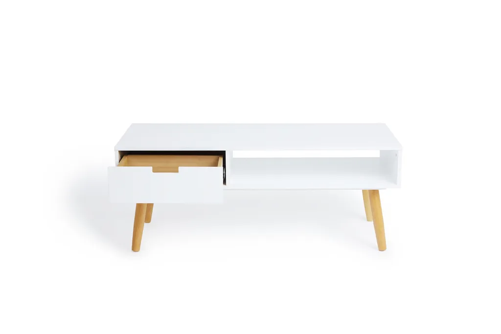 LIFA LIVING Fernsehtisch Lowboard Weiss Mit Schublade, Vintage TV Schrank TV Board Holz, Couchtisch Wohnzimmertisch Für Flachbildschirm Fernseher Konsole, 40x100x40 – Bild 4