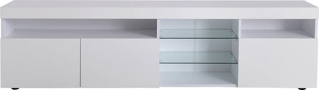 Merax LED TV-Lowboard Weiß Hochglanz Mit LED-Beleuchtung Inkl. Fernbedienung, TV Schrank TV-Schränke Fernsehtisch 180cm Wohnzimmerschränke – Bild 6