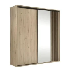 FURNIX Kleiderschrank CALLINI C-15 Mit Schiebetüren Und Spiegel Artisan Eiche
