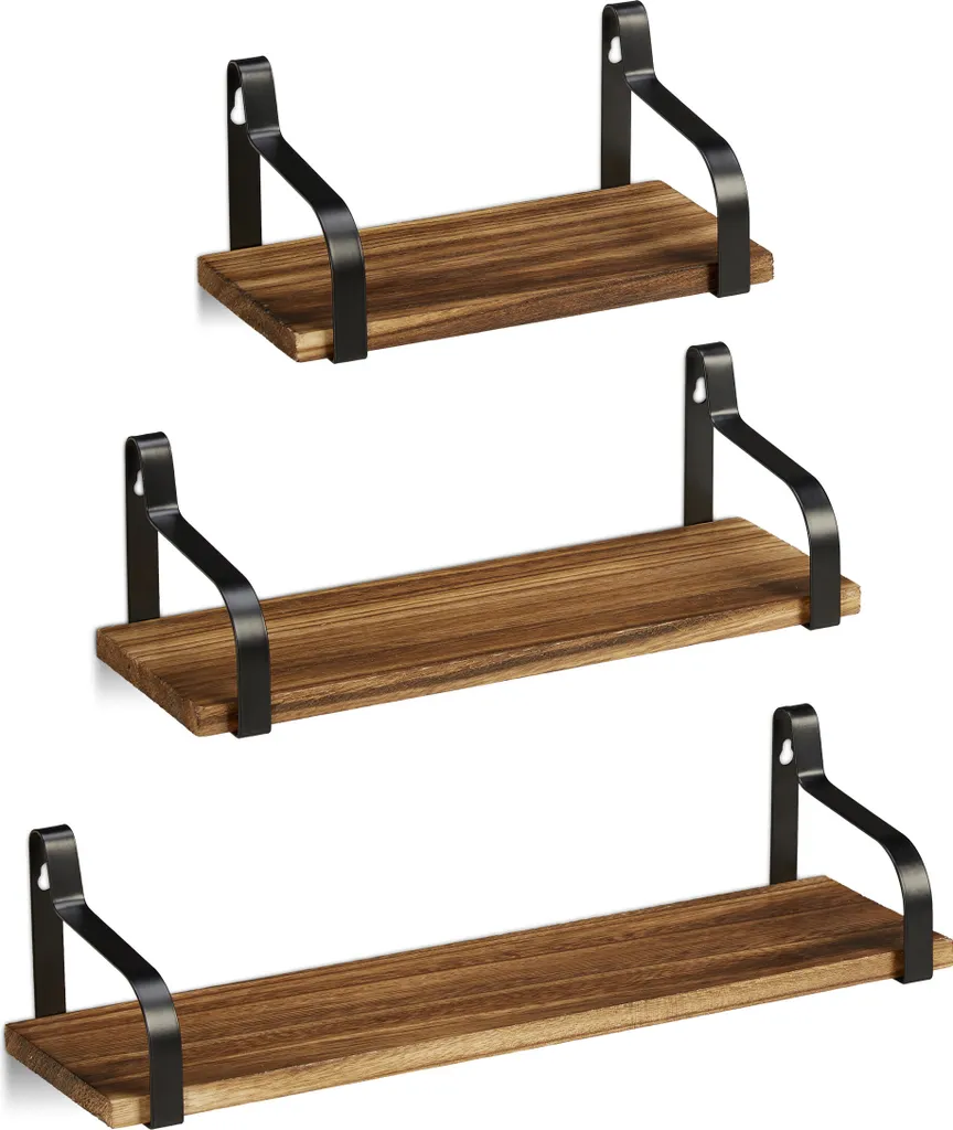 Relaxdays 3er Wandregal Holz – Bild 8