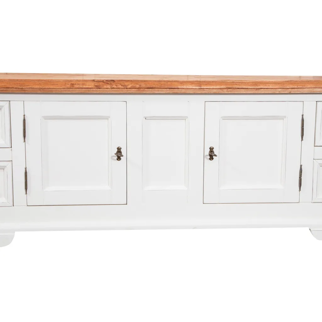 Tv Schrank 150x51x56 Cm, Tv Möbel Massivholz, Weiß/Holz – Bild 5