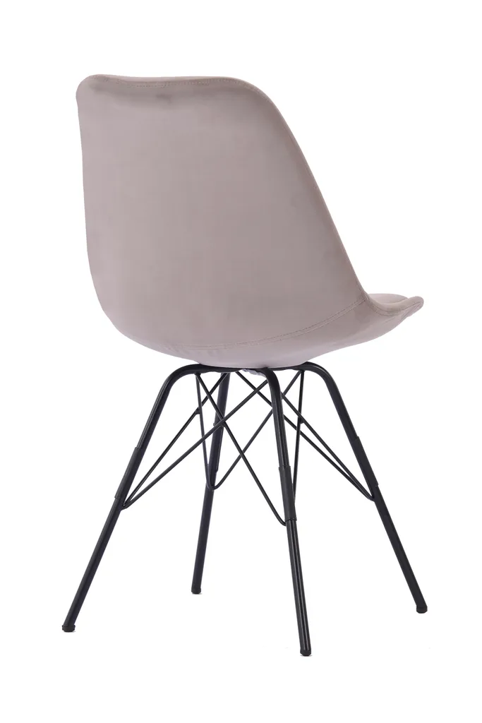 HOMEXPERTS Esszimmerstuhl Ursel 2er-Set, Metall Schwarz, Samt Hellgrau – Bild 4