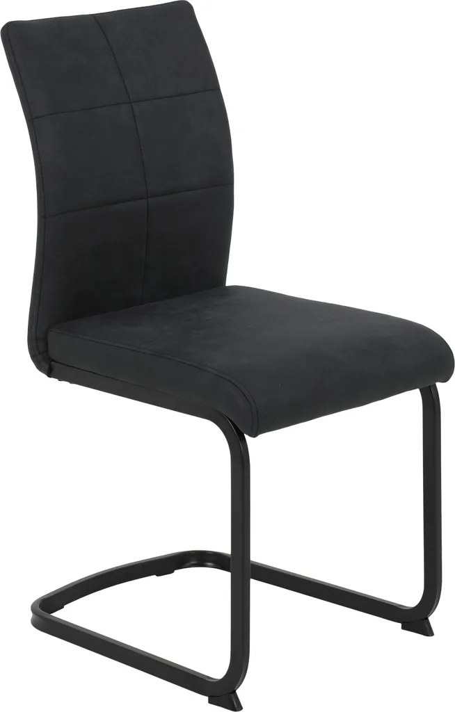 2er Set Esszimmerstuhl Pia-Bezug Microfaser Anthrazit-Metallgestell Vierkantrohr-42cm Breit – Bild 2