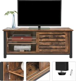 VASAGLE TV Schrank Fernsehtisch 2 SchiebetĂŒre TV Lowboard Mit 2 Regalebenen 110 X 40 X 45 Cm Vintage In Industrie-Design LTV41BX