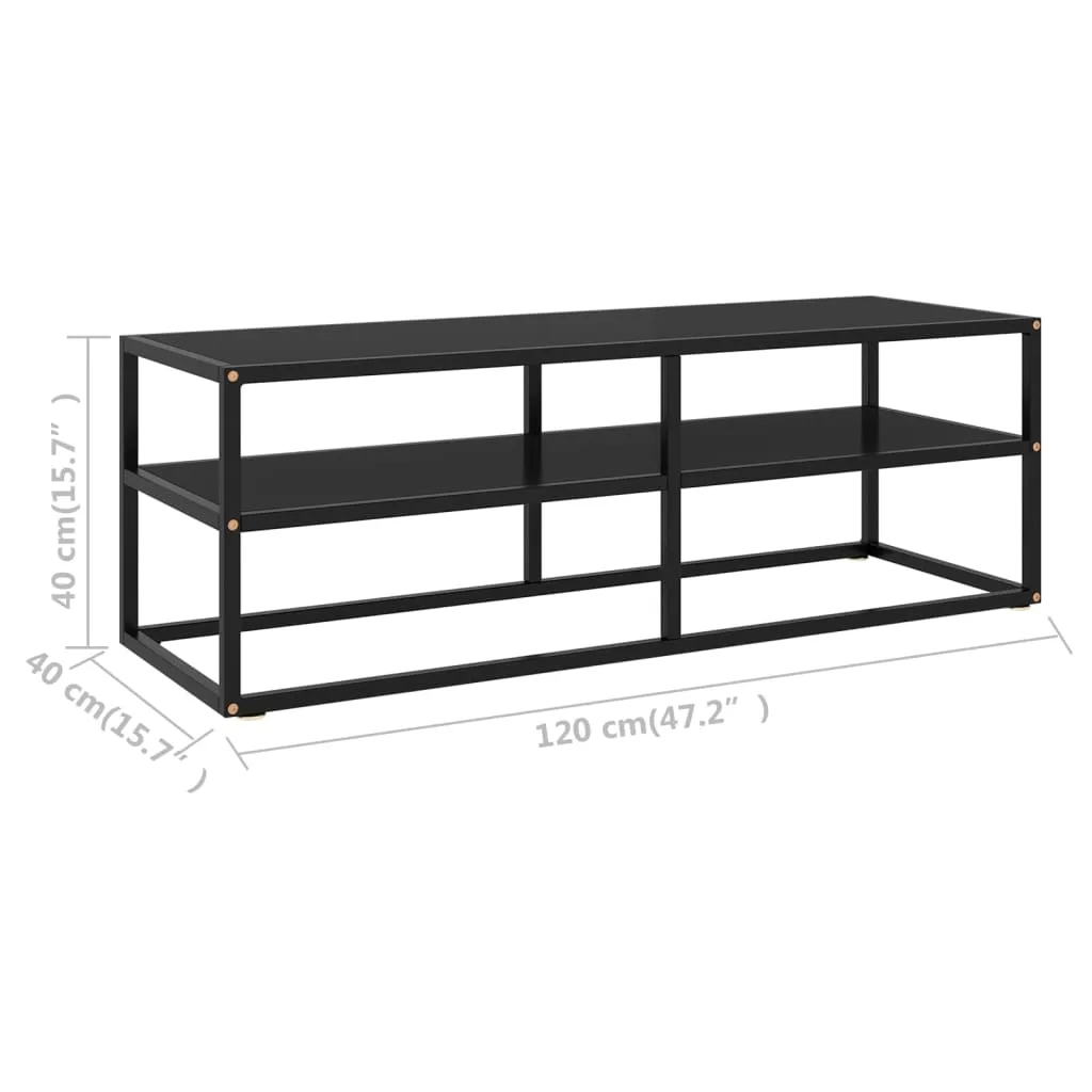 VidaXL TV-Schrank Schwarz Mit Schwarzem Glas 120x40x40 Cm – Bild 4