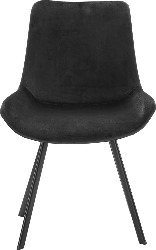 HOMEXPERTS Esszimmerstuhl Rose 2er-Set, Metall Schwarz, Samt Schwarz – Bild 3