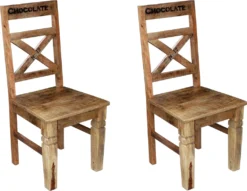 SIT Möbel Stuhl 2er Set | Lackiertes Mangoholz | Natur-antik | B 45 X T 45 X H 100 Cm | 01912-04 | Serie RUSTIC