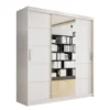 Mirjan24 Schiebetürenschrank Dema, Kleiderschrank, Schlafzimmerschrank Mit Spiegel (Farbe: Weiß, Ohne Beleuchtung)
