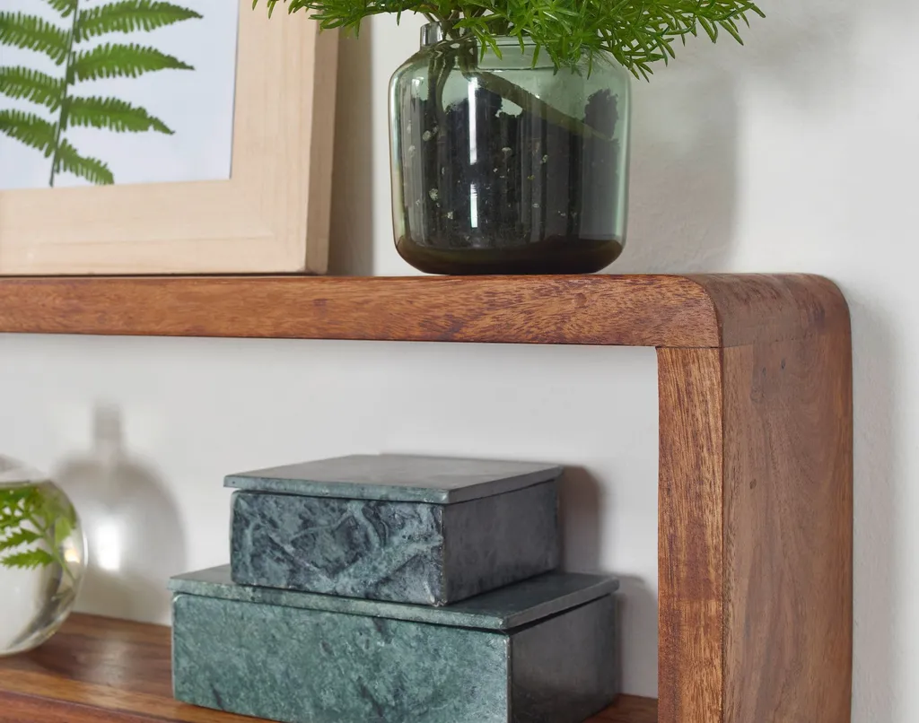 WOHNLING Design Wandregal 3er Set BOHA Massiv Holzregale Sheesham Landhausstil | Rustikales Wandregal-Set Holz | Hängeregal Viereckig Echtholz | Wand-Regale | Hängend Würfel | Regal Wandkästen Eckig – Bild 4