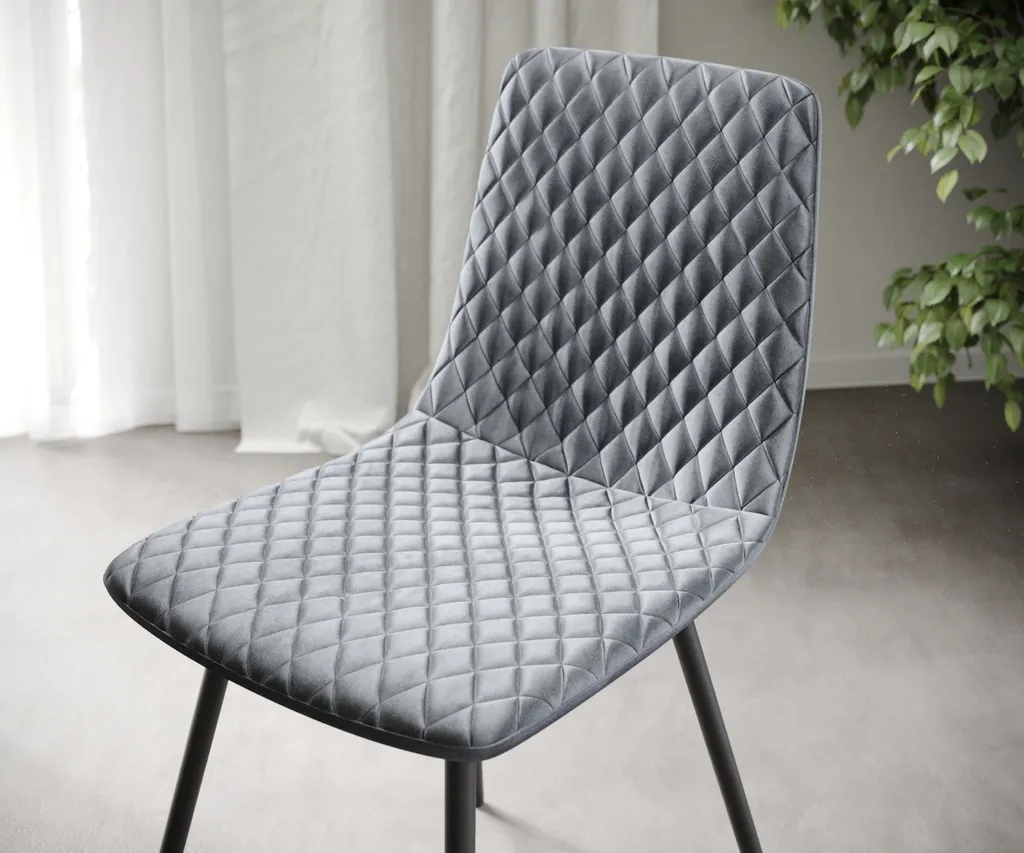 DELIFE 4-er-Set-Esszimmerstuhl Novi-Adesso Grau Samt 4-Fuß Konisch – Bild 4